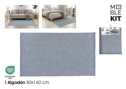 Tapete De Algodao 80x140cm Cinza E Branco Moblekit