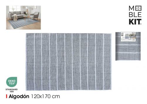 Tapete De Algodao 120x170cm Cinza Moblekit