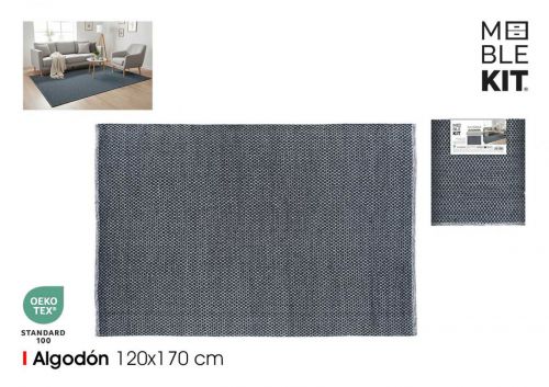 Tapete De Algodao 120x170cm Azul Moblekit
