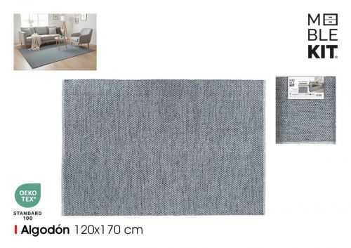 Tapete De Algodao 120x170cm Cinza Moblekit