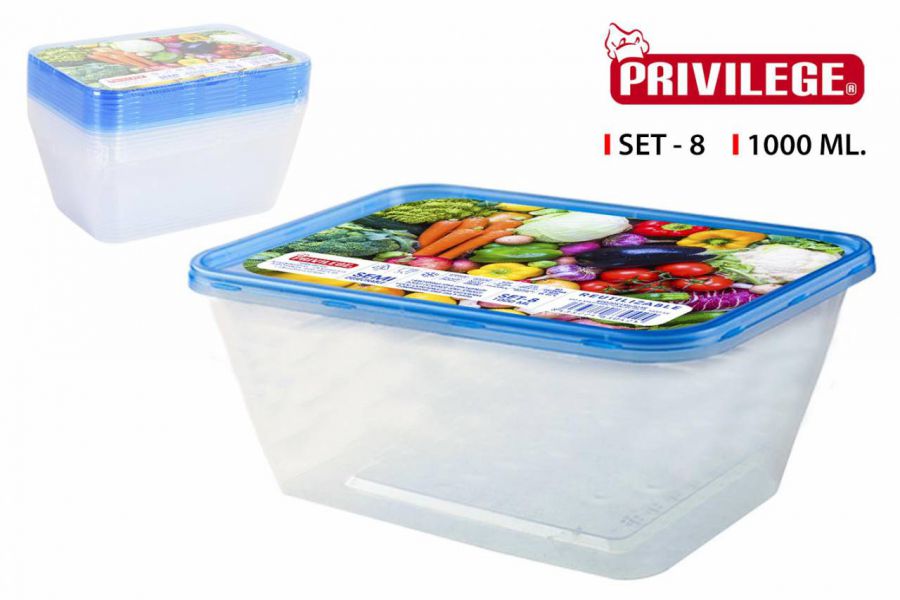 Jogo 8 Contentores Descartaveis 1000ml