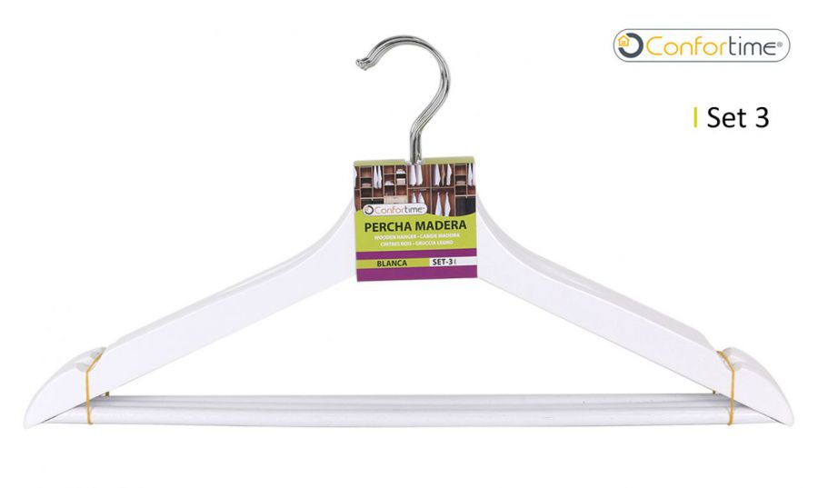 Set3 Cabides Madeira Branco Confortime