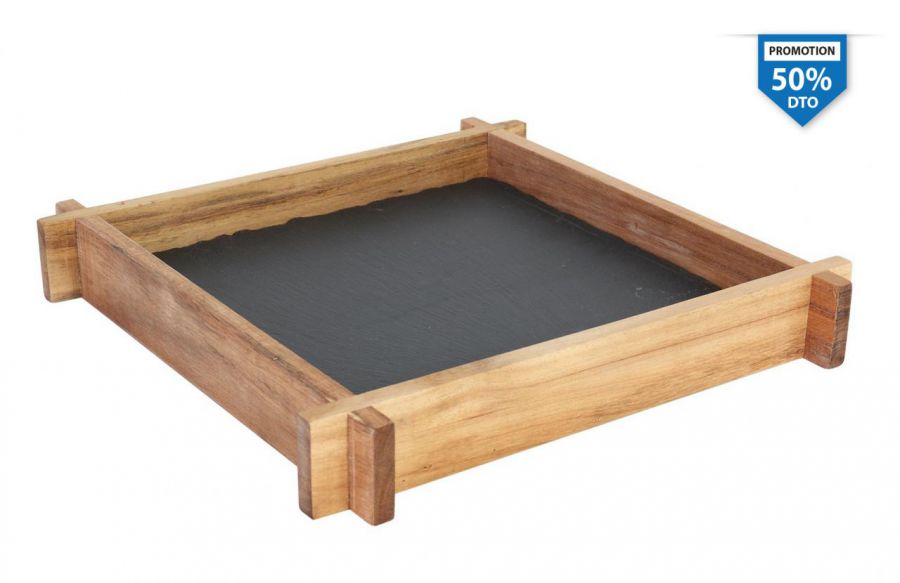 50 Zz23 Soporte Acacia+plato Pizarra B83901