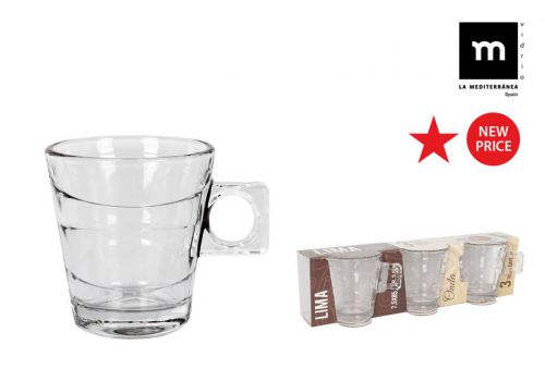 > Set 3 Xicara De Caffe 8 Cl Lima Onda