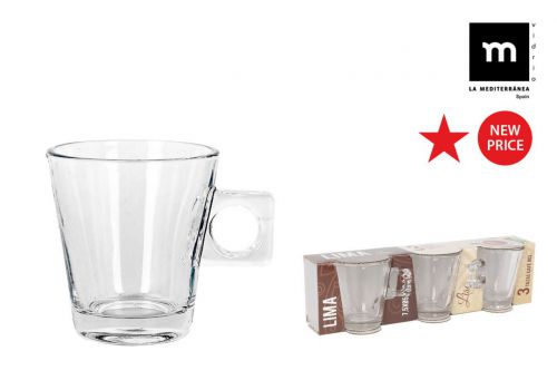 > Set 3 Xicara De Caffe 8 Cl Lima Liso